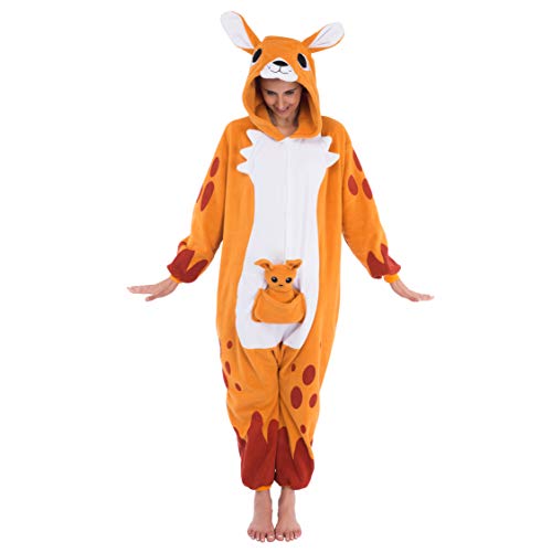 Product Cover Spooktacular Creations Unisex Adult Pajama Plush Onesie One Piece Kangaroo Animal Costume