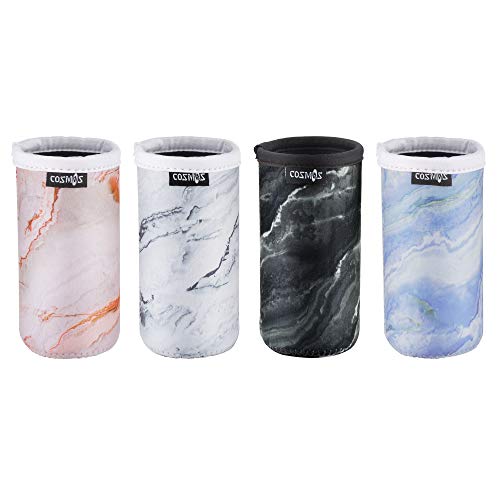 Product Cover CM Soft Neoprene Slim Can Sleeves Insulators Slim Can Covers for 12 Fluid Ounce Energy Drink & Beer Cans (Marble Pattern (4 Pcs))