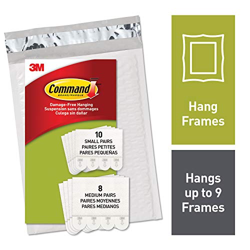 Product Cover Command Picture Hanging Strips, White, Indoor Use, 10 small, 8 medium pairs (PH203-18NA)