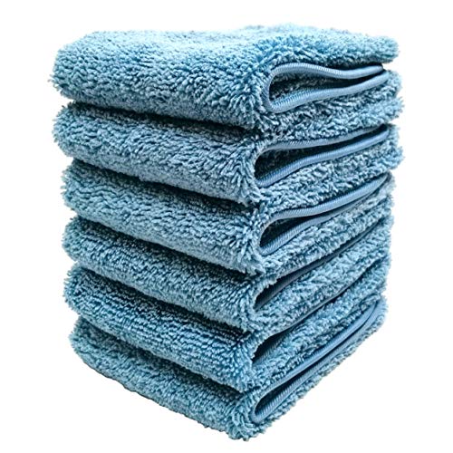 Product Cover Polyte Premium Lint Free Microfiber Washcloth Face Towel, 13 x 13 in, Set of 6 (Blue)