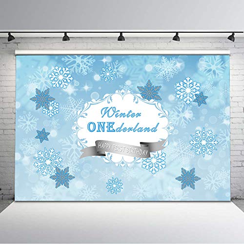 Product Cover Mehofoto Winter Onederland Photography Backdrops Winter Wonderland Background 7x5 Winter Birthday Vinyl Digital Printable Backdrop for Children Kids