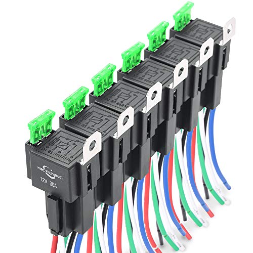 Product Cover MICTUNING 12V Fuse Relay Switch Harness Set - 30A ATO ATC Blade Fuse, 5 Pin SPST Automotive Electrical Relays with Heavy Duty 14 AWG Wires - 6 Pack