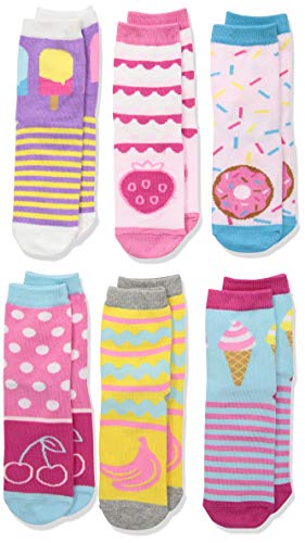 Product Cover Jefferies Socks Girls' Little Sweat Treats Ice Cream/Donuts Fashion Crew Socks 6 Pair Pack