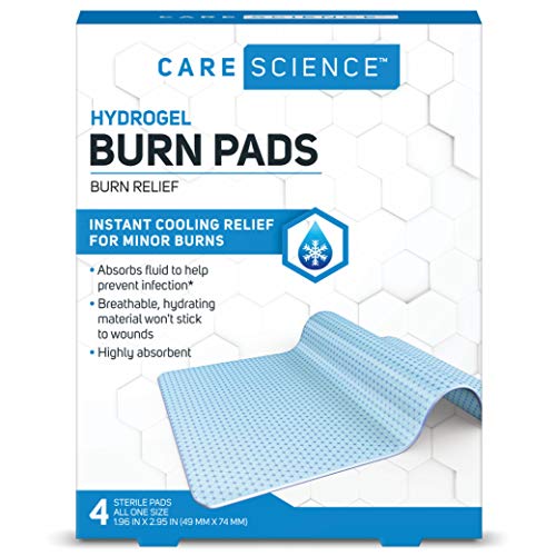 Product Cover Care Science Hydrogel Sterile Burn Pads & Wound Dressing for Burn Relief, 4 ct | Instant Cooling Relief for Minor Burns