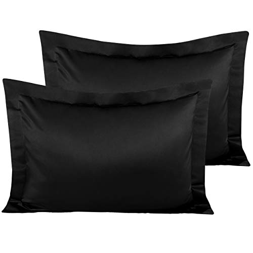 Product Cover NTBAY Satin Pillow Shams, 2 Pack Super Soft and Luxury Pillow Cases, Standard Size, Black