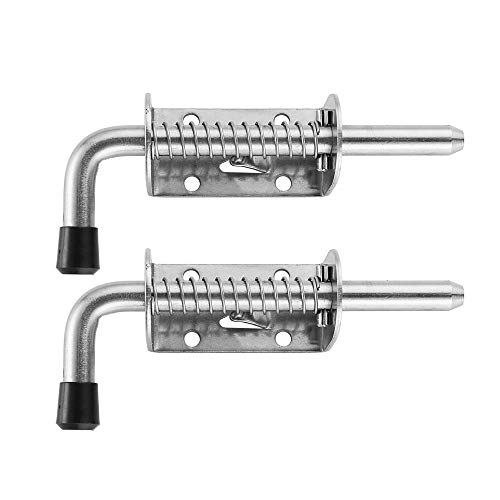 Product Cover JQK Spring Loaded Latch Pin, 304 Stainless Steel Barrel Bolt Thickened 2mm Door Lock, 5 Inch Brushed Finished(2 Pack), HSB300-P2