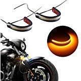 Product Cover Motorcycle Fork Amber LED Turn Signal Strip Lights Kit Super Bright for Harley Davidson Front Rear Turning Indicator Lights Universal Victory Motorbike Lamps Waterproof and Durable (2Pcs, 39mm-70mm)