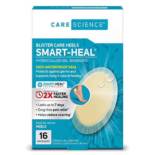 Product Cover Care Science Fast Healing Hydrocolloid Gel Bandages for Heels, 1.3 in x 2.1 in, 16 Count | 100% Waterproof Seal Promotes Up to 2X Faster Healing, Reduces Scarring, for Wound Care or Blisters