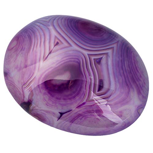 Product Cover mookaitedecor Purple Agate Pocket Palm Stone Worry Stones Therapy Crystal Healing Gemstone Irregular Shape