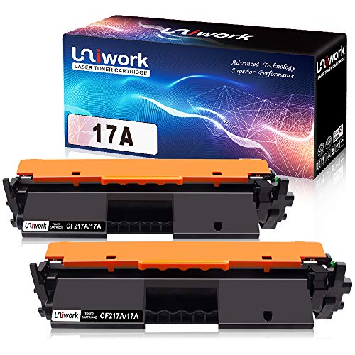 Product Cover Uniwork Compatible Toner Cartridge Replacement for HP 17A CF217A use for Laserjet Pro M102w M130fw, Laserjet Pro MFP M130fw M130nw M130fn M130a Printer, 2 Black (with Chip)