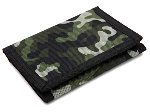 Product Cover RFID Trifold Canvas Camouflage Wallet for Men,Mini Coin Purse, Green, Size Small