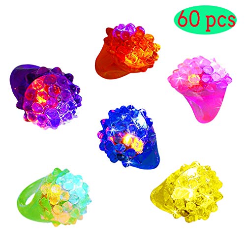 Product Cover Sunmall Flashy Bumpy Rings, 60pcs Colorful Flashling LED Bumpy Rubber Rings Light Up Glow Party Favor Rings for Party, Birthday, Gifts, Dances, Costumes, Halloween
