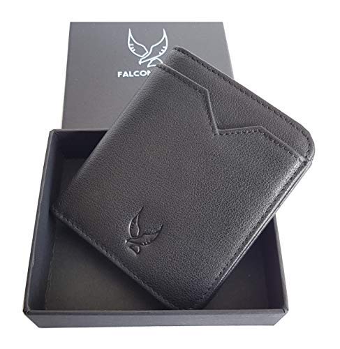 Product Cover Falcon Vault RFID Blocking Bifold Men's Slim Genuine Italian Leather Wallet in Black