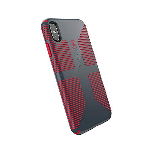 Product Cover Speck Products CandyShell Grip iPhone Xs Max Case, Charcoal Grey/Dark Poppy Red