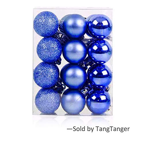 Product Cover TangTanger Christmas Ball Assorted Pendant Shatterproof Ball Ornament Set Seasonal Holiday Wedding Party Decorations(24 pcs, 3 cm) (Royal Blue)