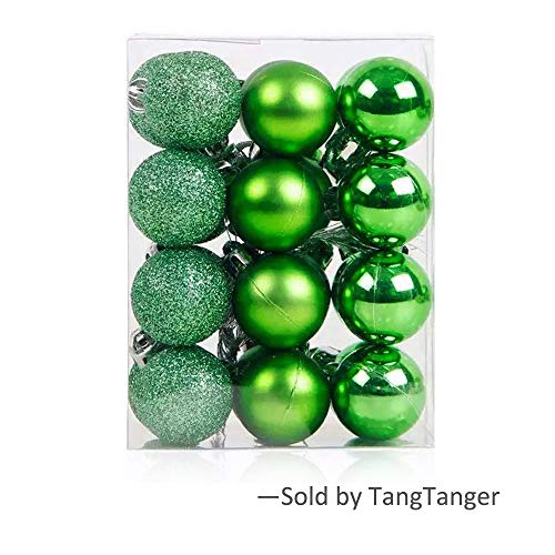 Product Cover TangTanger Christmas Ball Assorted Pendant Shatterproof Ball Ornament Set Seasonal Holiday Wedding Party Decorations(24 pcs, 3 cm) (Green)