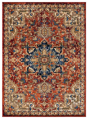 Product Cover Luxe Weavers Howell Collection Red Oriental 5x7 Area Rug 2527