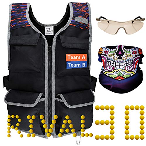 Product Cover Hely Cancy Tactical Vest Kit Compatible with Nerf Guns Rival Series with 30 Ammo Refill Darts, Tactical Mask, Protective Glasses for Men and Big Boys