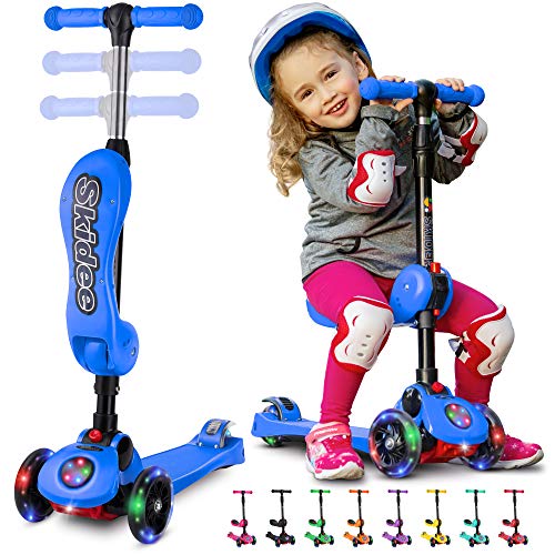 Product Cover Y100 2-in-1 Scooter for Kids with Folding Removable Seat ZERO ASSEMBLY-Adjustable Height Kick Scooter for Toddlers Girls & Boys 2-12 Years-Old - Fun Outdoor Toys for Kids Fitness 3 LED Flashing Wheels