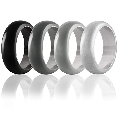 Product Cover Egnaro First High-Sheen Silicone Wedding Ring Men, Silicone Rubber Wedding Bands, Size 8 9 10 11 12 13, Safe and Comfortable