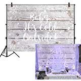 Product Cover Allenjoy 7x5ft Baby It's Cold Outside Winter Wonderland Theme Backdrop for Kids Birthday Party Banner Festival Rustic Wood Wooden White Snowfall Background Christmas Xmas Baby Shower Home Decor