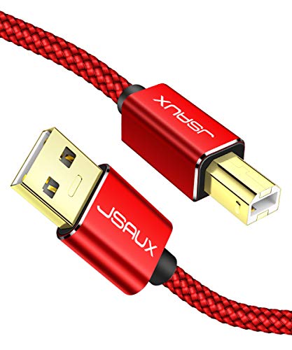 Product Cover JSAUX Printer Cable, 6.6ft USB 2.0 Type A Male to B Male Printer Scanner Cord High Speed Compatible with HP, Canon, Dell, Epson, Lexmark, Xerox, Samsung and More (Red)