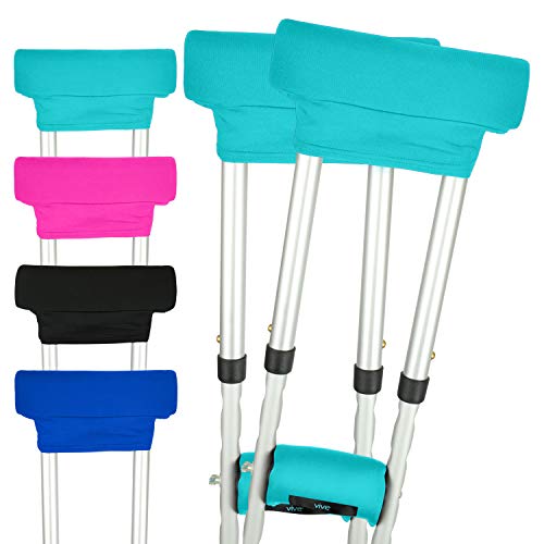 Product Cover Vive Crutch Pads - Padding for Walking Arm Crutches - Universal Underarm Padded Forearm Handle Pillow Covers for Hand Grips - Soft Foam Armpit Bariatric Accessories for Adults, Kids (1 Teal Pair)