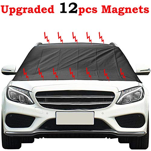 Product Cover Kribin Magnetic Windshield Snow Cover with 12 PCS Powerful Magnets - Upgraded Windshield Snow Ice Cover - Extra Large for Most Car SUV Truck