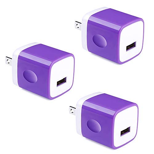 Product Cover Single USB Wall Plug, UorMe 1A 5V 3 PC One Port USB Wall Charger Cube Adapter Universal Compatible with iPhone, iPad, Samsung Galaxy, LG, HTC, Huawei, Moto, MP3, Bluetooth Speaker Headset and More