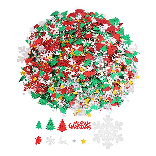 Product Cover CCINEE 100g/4800 Pieces Christmas New Year Metallic Foil Confetti Sequins Table Confetti Bright Christmas and New Year Decoration Set (Christmas Confetti)