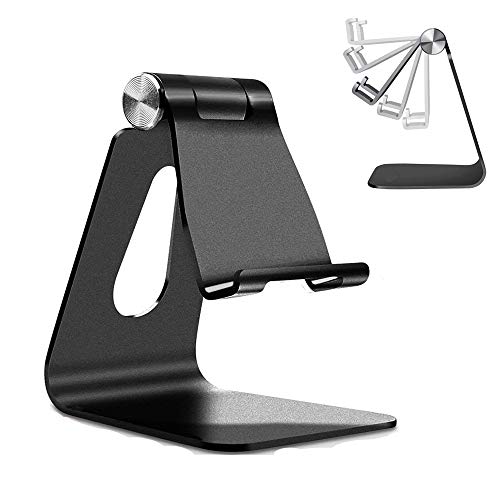 Product Cover Adjustable Cell Phone Stand, CreaDream Phone Stand, Cradle, Dock, Holder, Aluminum Desktop Stand Compatible with iPhone Xs Max Xr 8 7 6 6s Plus 5s Charging, Accessories Desk,All Smart Phone-Black