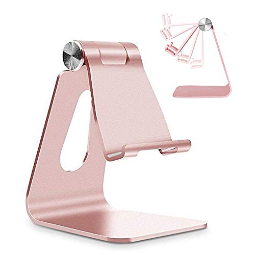 Product Cover Adjustable Cell Phone Stand, CreaDream Phone Stand, Cradle, Dock, Holder, Aluminum Desktop Stand Compatible With iPhone Xs Max Xr 8 7 6 6s Plus 5s Charging, Accessories Desk,All Smart Phone-Rose Gold