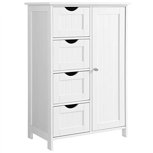Product Cover VASAGLE Bathroom Storage Cabinet, Floor with Adjustable Shelf and Drawers, White