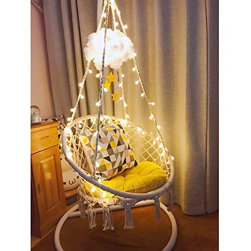 Product Cover Sonyabecca LED Hanging Chair Light Up Macrame Hammock Chair with 39FT LED Light for Indoor/Outdoor Home Patio Deck Yard Garden Reading Leisure Lounging Large Size(65x85cm)(Not Included Stand)