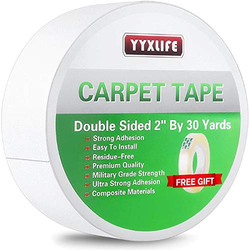 Product Cover YYXLIFE Rug Tape Double Sided Carpet Heavy Duty Tape Carpet Adhesive Rug Gripper Removable Multi-Purpose Tape Cloth For Area Rugs,Outdoor Rugs, Carpets.Tape Carpet Adhesive,2 Inch X 30 Yards,White