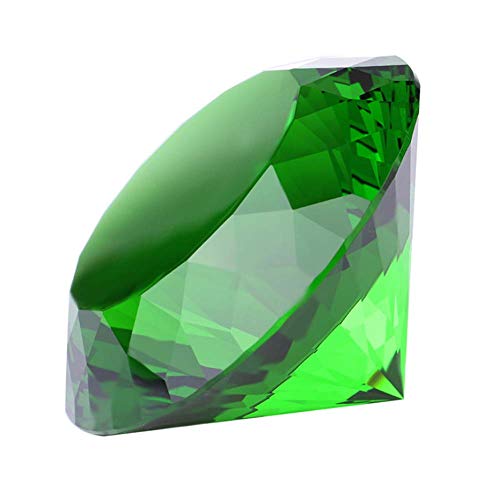 Product Cover Crystal Glass Diamond Shaped Decoration, Green 60mm Jewel Paperweight,Gift Decoration Idea For Christmas, Thanksgiving (Please identify our brand Yarr Store)