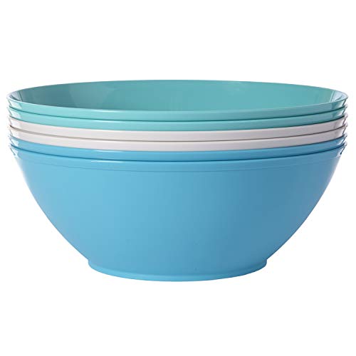 Product Cover Fresco 10-inch Plastic Mixing and Serving Bowls | set of 6 in 3 Coastal Colors