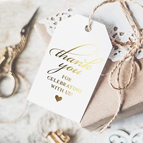 Product Cover Bliss Collections Gold Thank You Tags - Perfect for: Wedding Favors, Baby Shower, Bridal Shower, Birthday or Special Event, 50 Pack