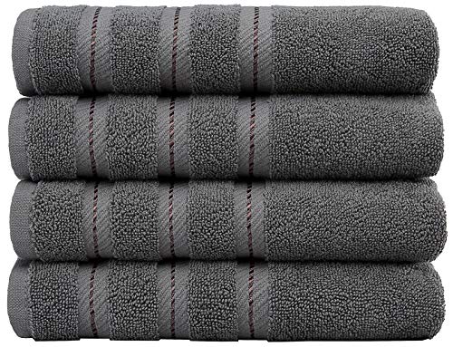 Product Cover AmericanSoftLinen Luxury Hotel & Spa Quality, Cotton, 16x28 Inches 4-Piece Turkish Hand Towel Set for Maximum Softness & Absorbency, Dry Quickly, Grey