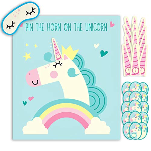 Product Cover Hugo & Emmy Pin the Horn on the Unicorn Party Game for Birthday Parties and Sleepovers, Ideal for Kids and Toddlers