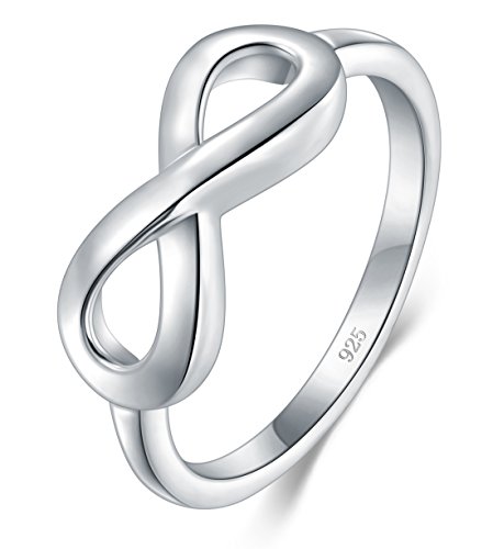 Product Cover BORUO 925 Sterling Silver Ring High Polish Infinity Symbol Tarnish Resistant Comfort Fit Wedding Band Ring Size 4-12