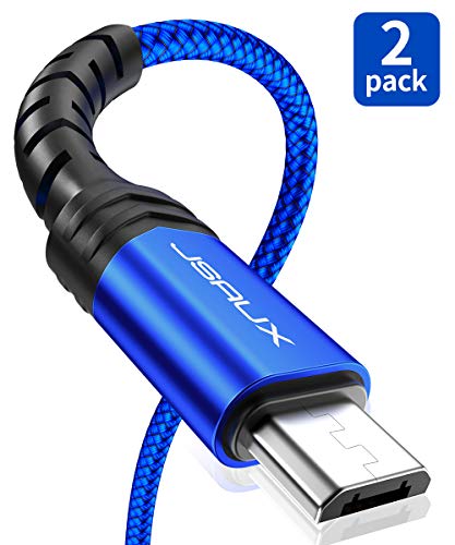 Product Cover Micro USB Cable Android Charger, JSAUX (2-Pack 6.6FT) Micro USB Android Charger Cable Nylon Braided Cord Compatible with Samsung Galaxy S7 S6 J7 Note 5, Kindle, Xbox, PS4 and More-Blue