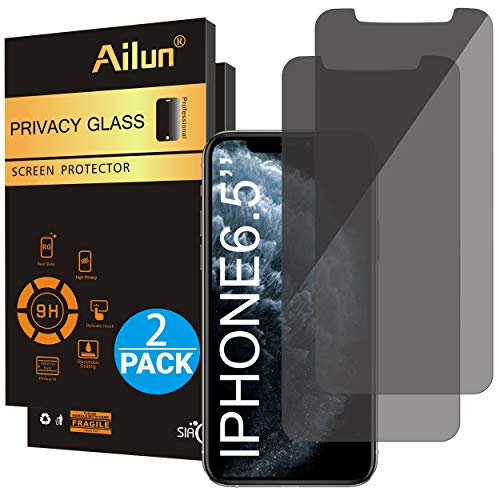 Product Cover Ailun Privacy Screen Protector Compatible with iPhone 11 Pro Max/iPhone Xs Max 6.5 Inch 2 Pack Anti Spy Tempered Glass Anti Scratch Case Friendly