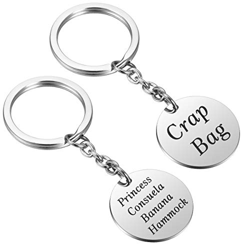 Product Cover Friend Gift Princess Consuela Banana Hammock & Crap Bag Couples Funny Keychain Set For Boyfriend and Girlfriend - Friends TV Show Quote - Central Perk - His and Her Anniversary Present 2pcs