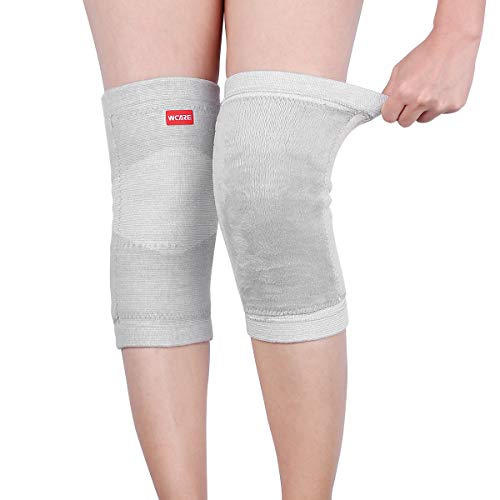 Product Cover WCARE Bamboo Charcoal Cashmere Warm Metal Spring Fitness Knee Pad Unisex Cashmere Knee Brace Pads Winter Warm Thermal Knee Pad 1 Pair (Gray)