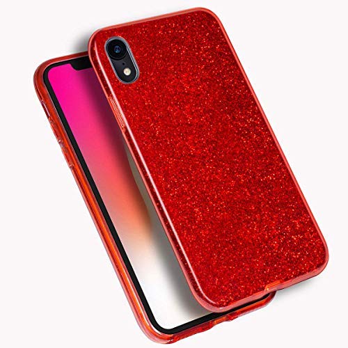 Product Cover MATEPROX iPhone XR Case Glitter Slim Shiny Sparkle Crystal Bling Cover Cute Girls Case for iPhone XR 6.1' (Red)