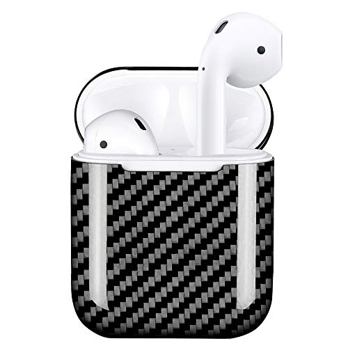 Product Cover MONOCARBON Genuine Carbon Fiber Case Compatible for AirPods 1 & 2 [Only for Charging Cases] Ultra Slim Apple Wireless Headset Headphone Case Box Wireless Bluetooth Earphone Protector