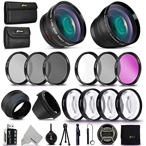 Product Cover 58MM Professional Lens Attachments & Filters Accessory Bundle Kit for Canon EOS Rebel T7 T7i T6i T6S T6 T5i T5 T3i SL3 SL2 SL1 EOS 90D 80D 77D 70D 9000D 800D 760D 750D 7D DSLR Cameras, 22 Accessories