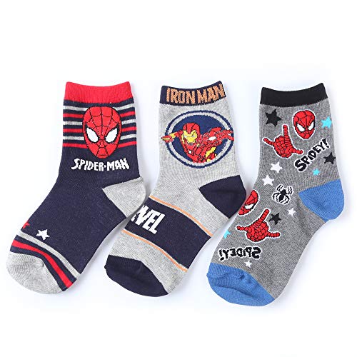 Product Cover Spiderman Ironman Boys Crew Socks 3Pairs (4~6, 7~9, 10~12 years old)