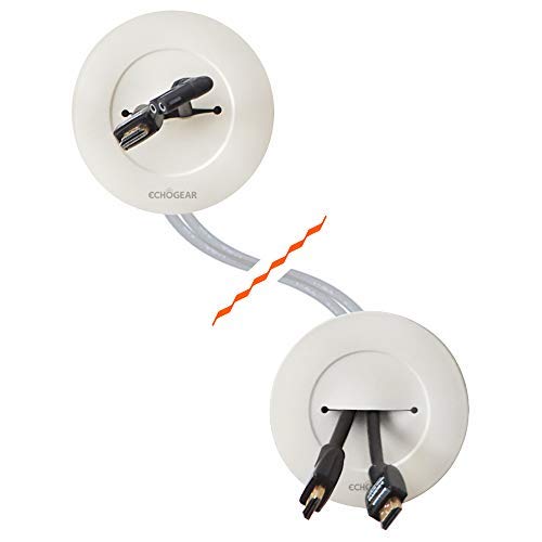 Product Cover Echogear in-Wall Cable Management Kit - Cable Hider Conceals Low Voltage Cords - Incldues 2 Pass Through Grommets, Locking Brackets, and Hole Saw Drill Attachment